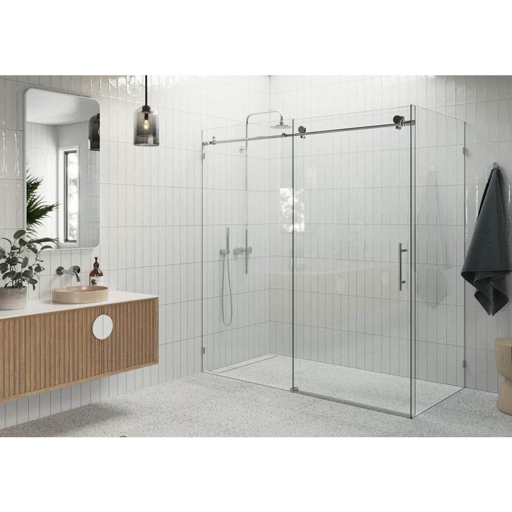 Nova 72 in. x 30 in. x 78 in. 90-degree Fully Frameless Sliding Glass Shower Enclosure