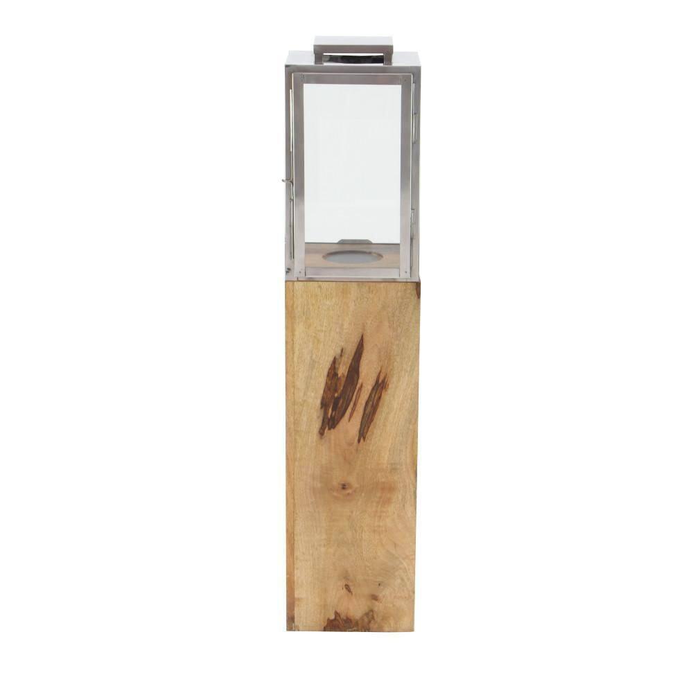 Loon Peak® Mango Wood Handmade Decorative Indoor Outdoor Brown Candle Lantern