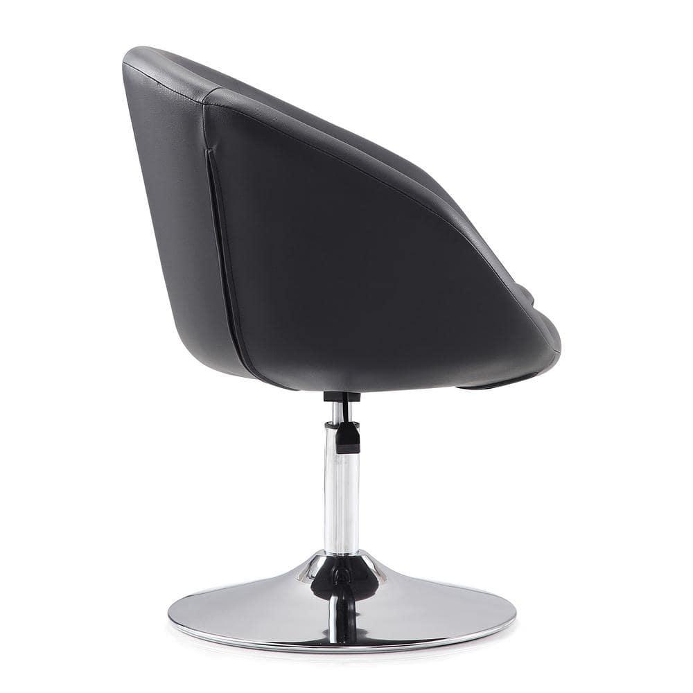 Hopper Black and Polished Chrome Faux Leather Adjustable Height Chair