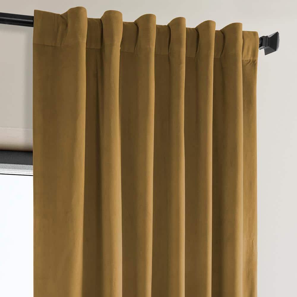 Half Price Drapes Retro Gold Heritage Plush Velvet Room Darkening Curtains (1 Panel), 50W X 96L