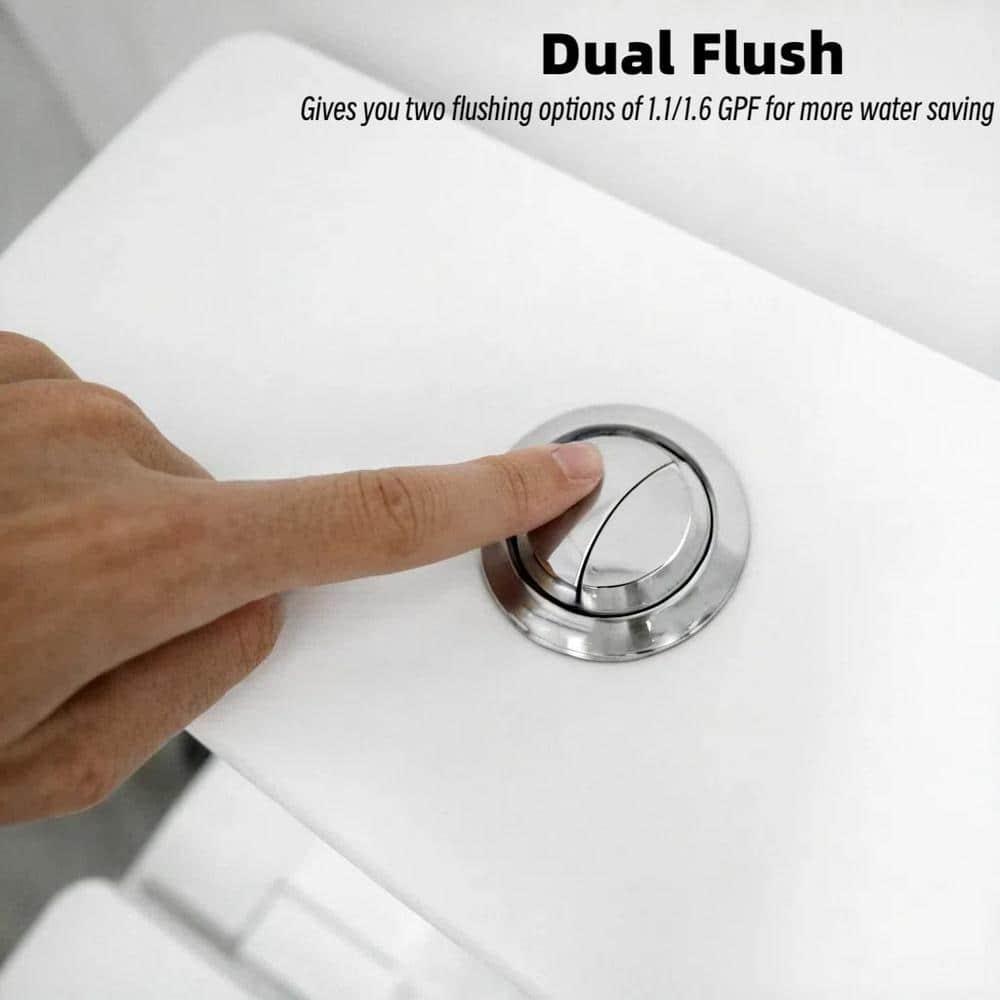Momei One Piece Toilet,Floor-Discharge Dual Flush,Glossy White - 24.8x13x27.56