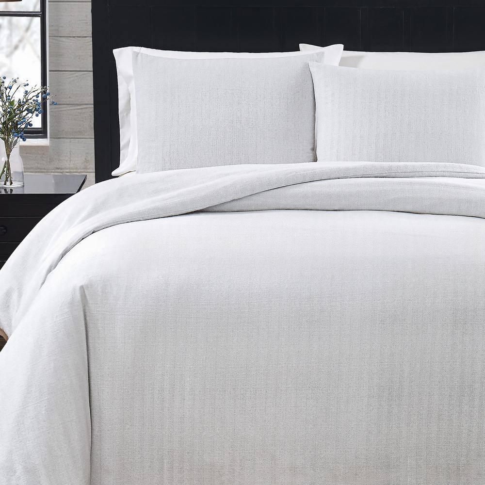 London Fog London Fog Herringbone Flannel Duvet Cover Set
