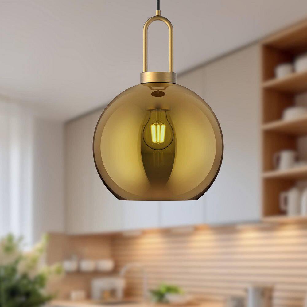 Soji Mini Globe Pendant Light in Aged Gold and Brushed Nickel