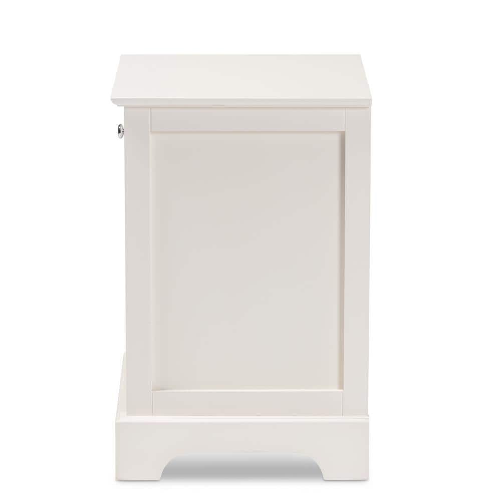 1 Drawer Chase Wood Nightstand White - Baxton Studio: Silver Knob, Open Shelf Storage