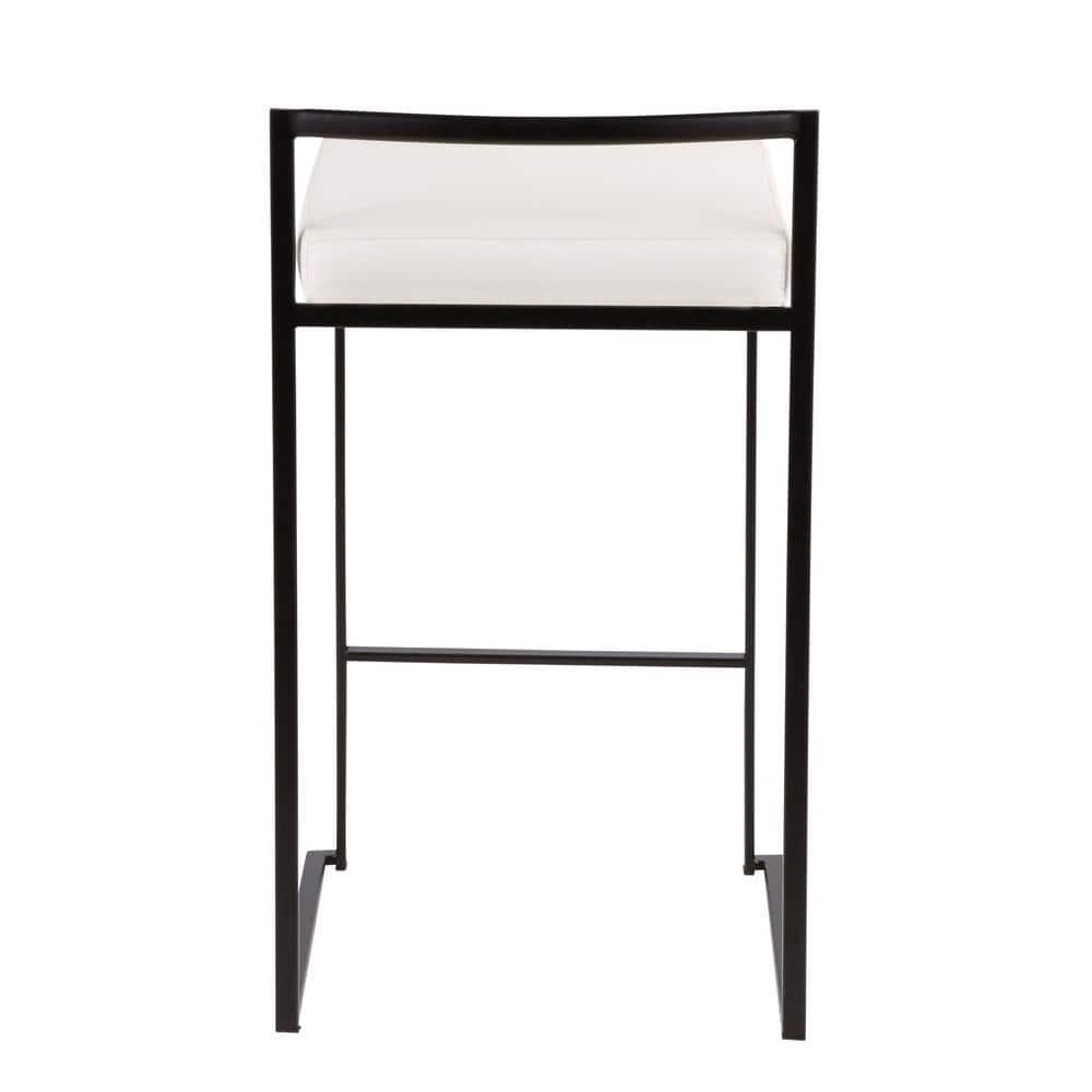 Set of 2 26" Fuji Contemporary Counter Height Barstools White: Padded, Stackable - LumiSource