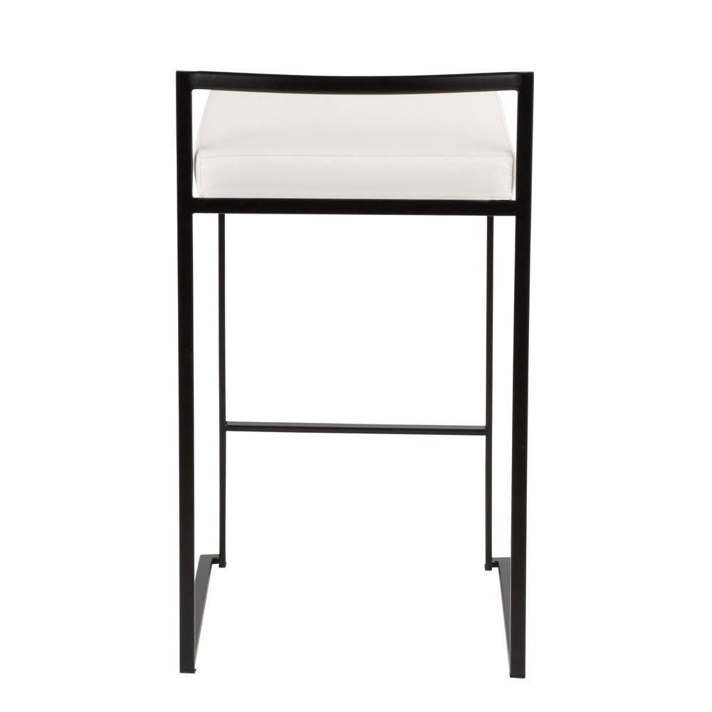 Set of 2 26" Fuji Contemporary Counter Height Barstools White: Padded, Stackable - LumiSource