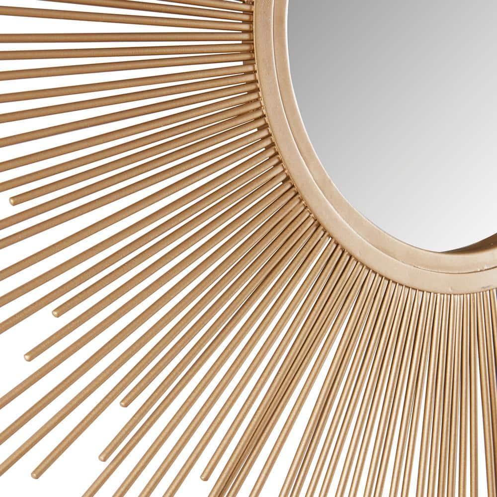 29.5" Round Dia Fiore Sunburst Decorative Wall Mirror Gold - Madison Park