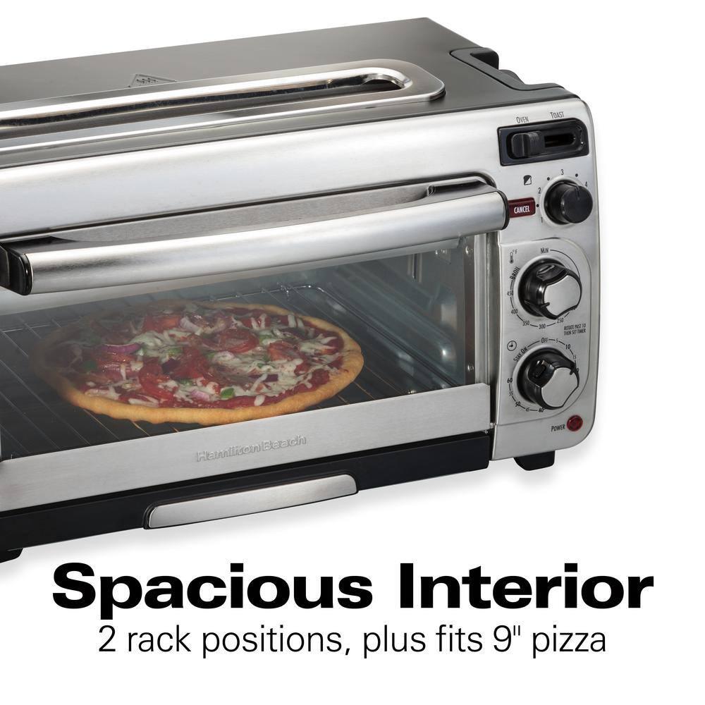 Hamilton Beach 2-in-1 Oven & Toaster Combo, Space-Saving Design, Stainless Steel