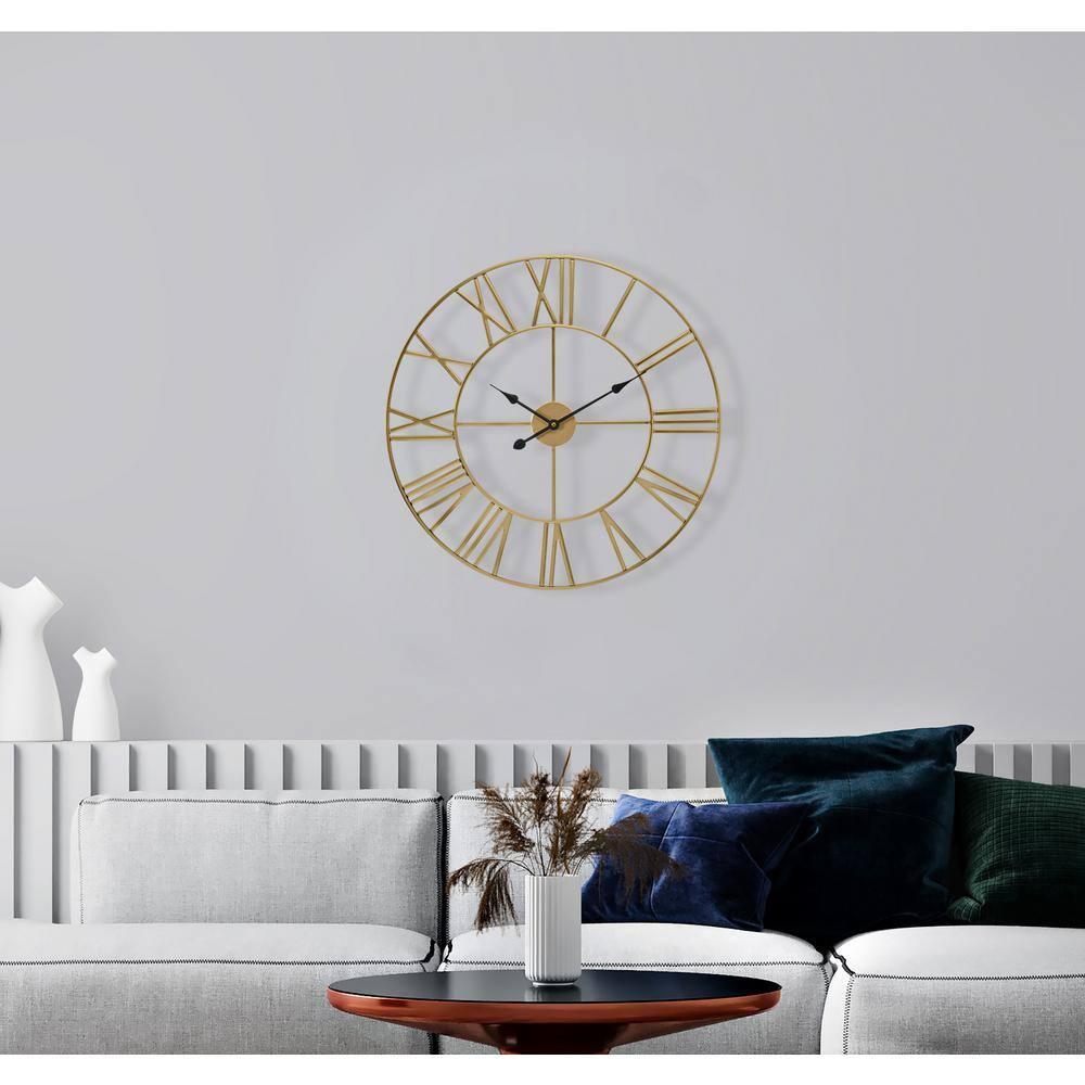 GGI International Large Decorative Wall Clock 16" - Roman Numeral Modern Home Decor Gold