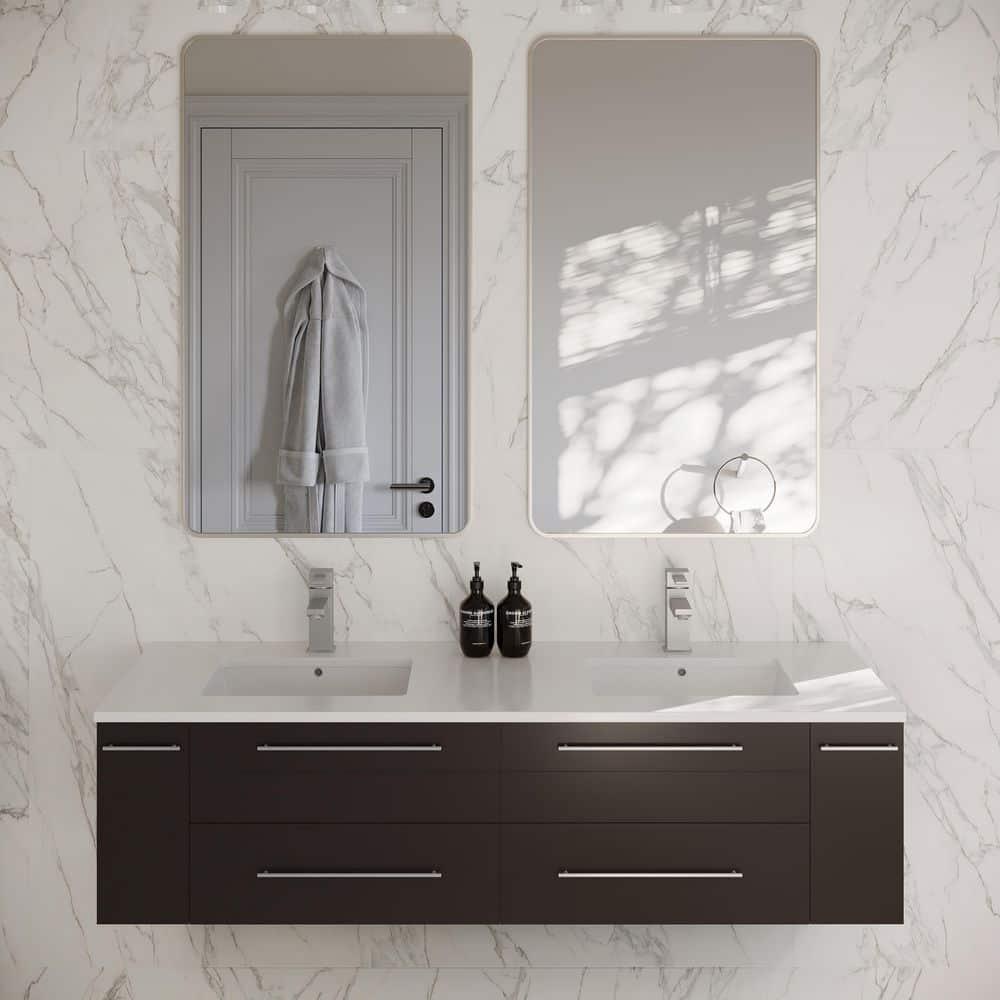 Fresca Lucera 60" Wall Mount Double Undermount Sink Bathroom Vanity Base Only (Top & Sink Not Included)