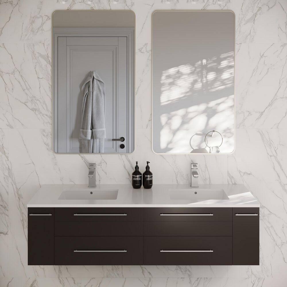 Fresca Lucera 60" Wall Mount Double Undermount Sink Bathroom Vanity Base Only (Top & Sink Not Included)