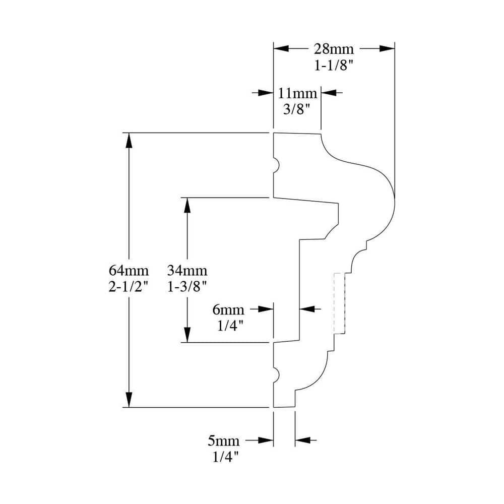 1-1/8 in D x 2-1/2 in W x 78-3/4 in L Dentil Primed White Polyurethane Panel Moulding (Set of 3)