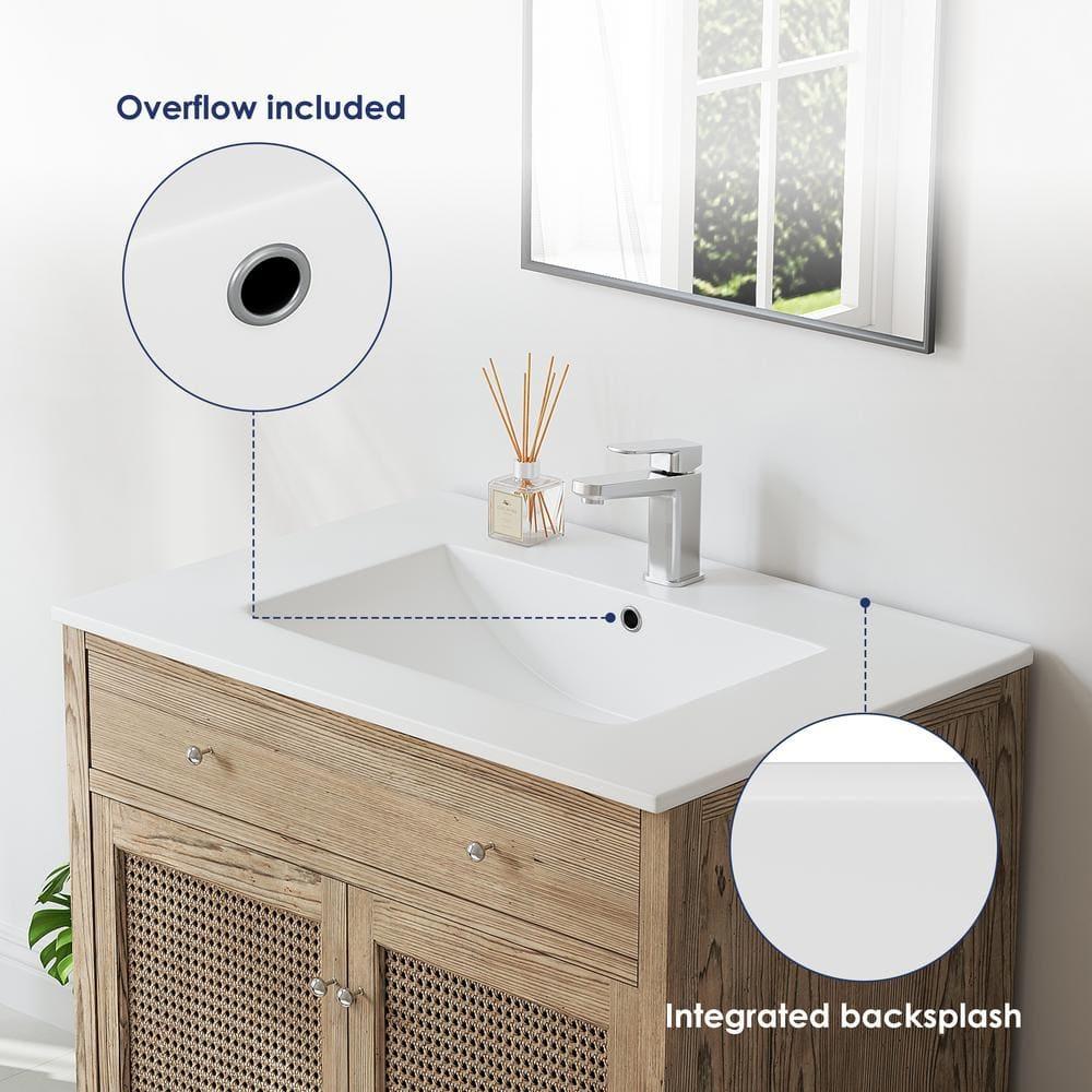 Eridanus Dayton 31" W x 22" D Vitreous China Vanity Top Sink in White with Single Faucet Hole (Sink Only)