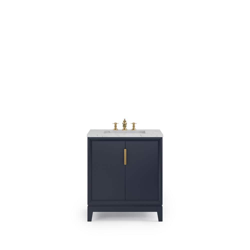 Water Creation Elizabeth 30" Hardwood Single Bathroom Vanity in Blue/Gold