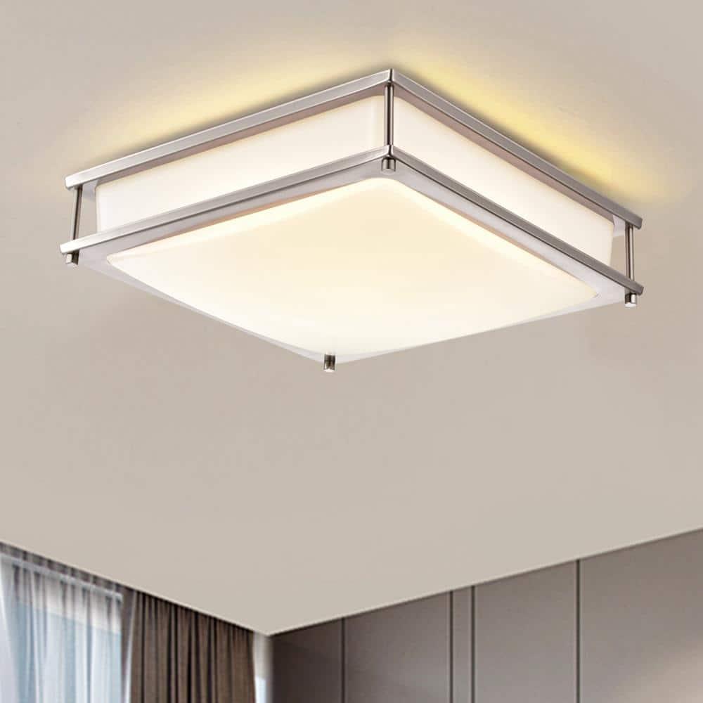 C Cattleya 12 in. Dimmable Modern LED Flush Mount Ceiling Light 3000K/4000K/5000K- Brushed Nickel