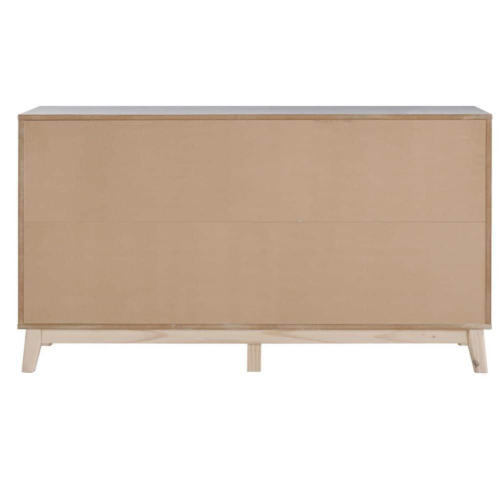 Alaterre Furniture MOD 60 in. Wood 6-Drawer Double Dresser, White, Bedroom Storage Furniture, Metal Drawers Glides, Wooden Drawer Knobs, Kids or Adults Rooms