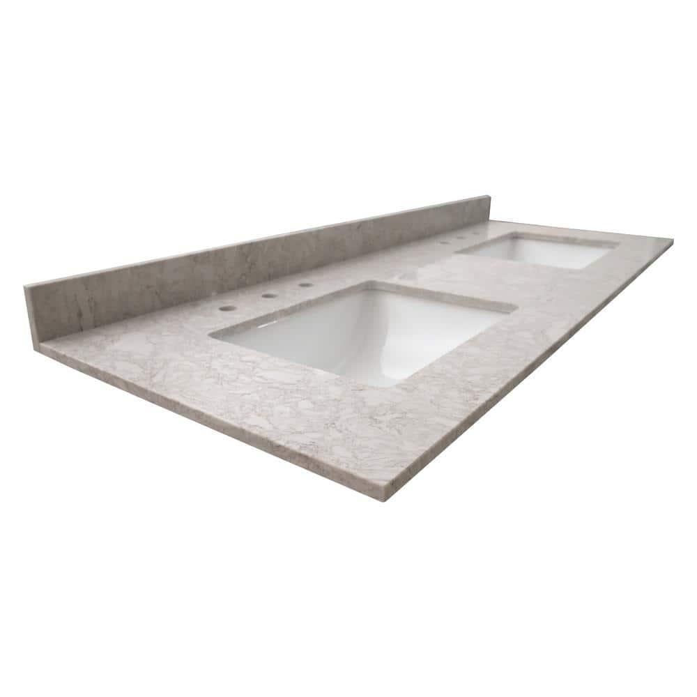 MSI 61 in. x 22 in. D Bathroom Vanity Top with Double Sinks
