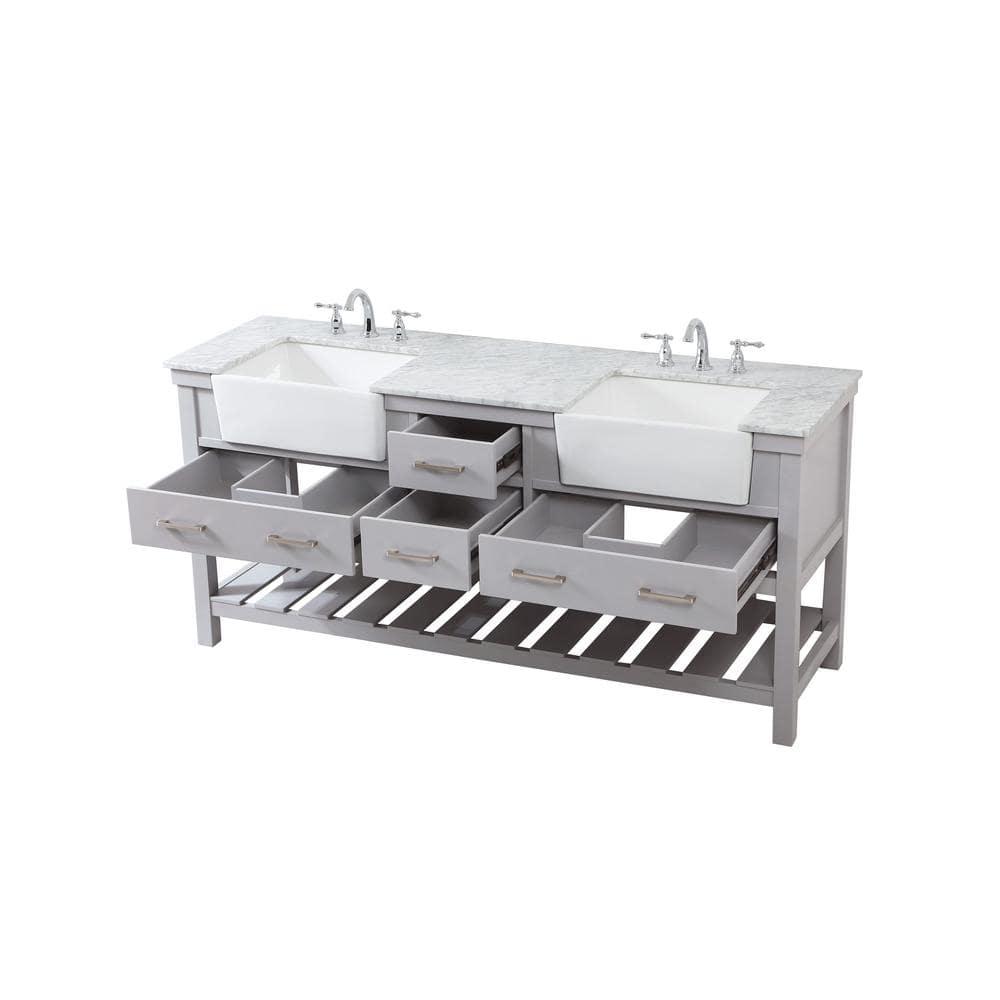 Pelaghia 72'' Double Bathroom Vanity with Marble Top