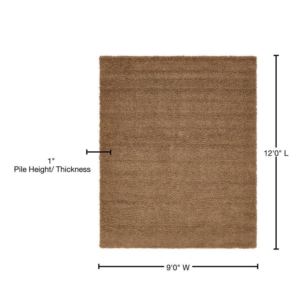 Unique Loom 9' 0 x 12' 0 Rectangle Solid Shag Sandy Brown Area Rug