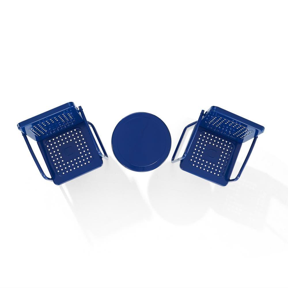 Crosley Furniture Bates 3 Piece Outdoor Metal Chair Set in Navy