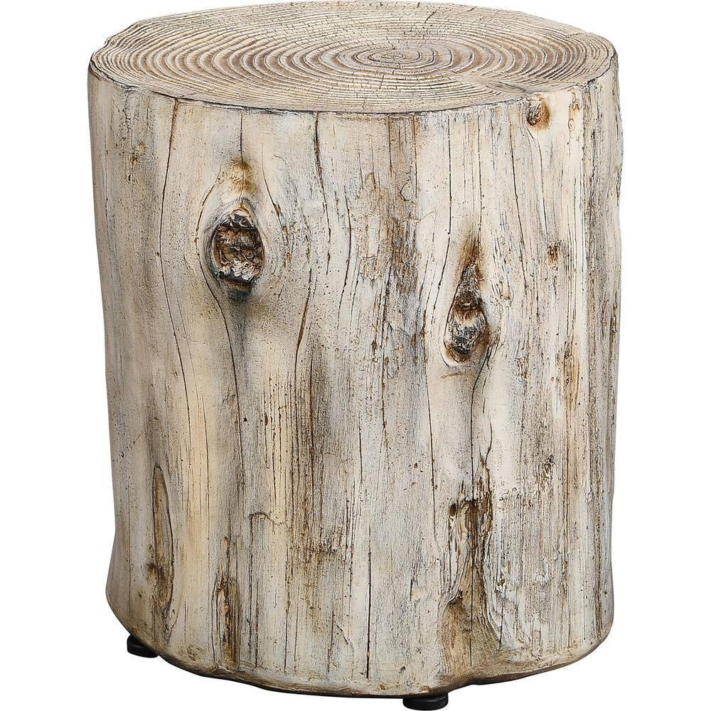 FirsTime & Co. Natural Arbor Log Outdoor End Table, Farmhouse, Painted, Round, Faux Wood, 15 x 14 x 17 in