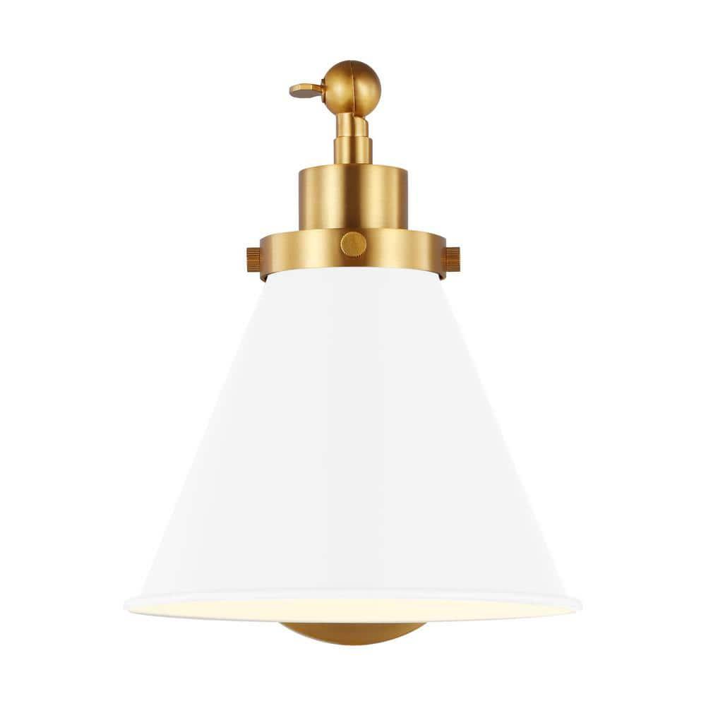 Wellfleet 8.75" Matte White & Burnished Brass Steel Wall Sconce