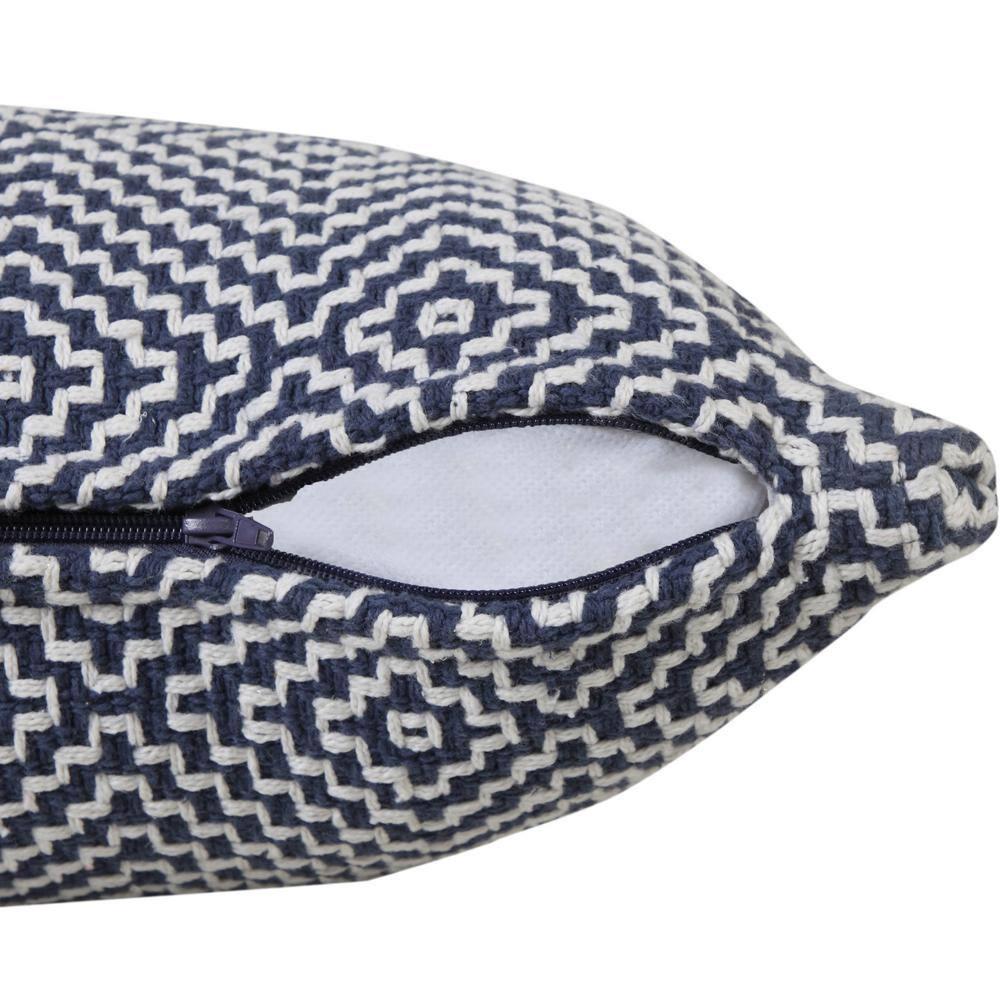 Ox Bay 14" x 36" Modern, Bohemian, Coastal, Farmhouse Blue, White, Multi-color Geometric Cotton Throw Pillow , Zip Closure