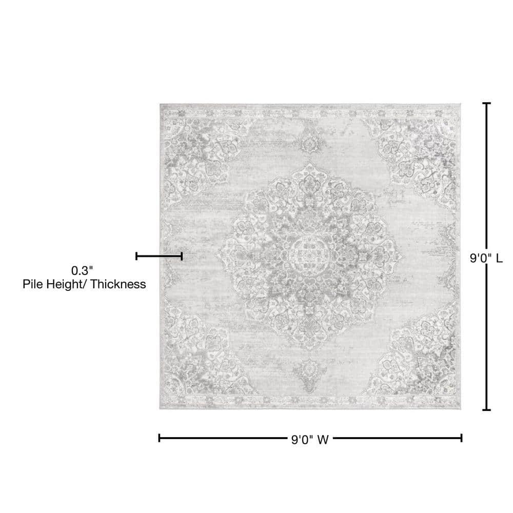 Brentwood BNT802 Power Loomed Area Rug - Grey/Ivory - 9'x9' - Safavieh.