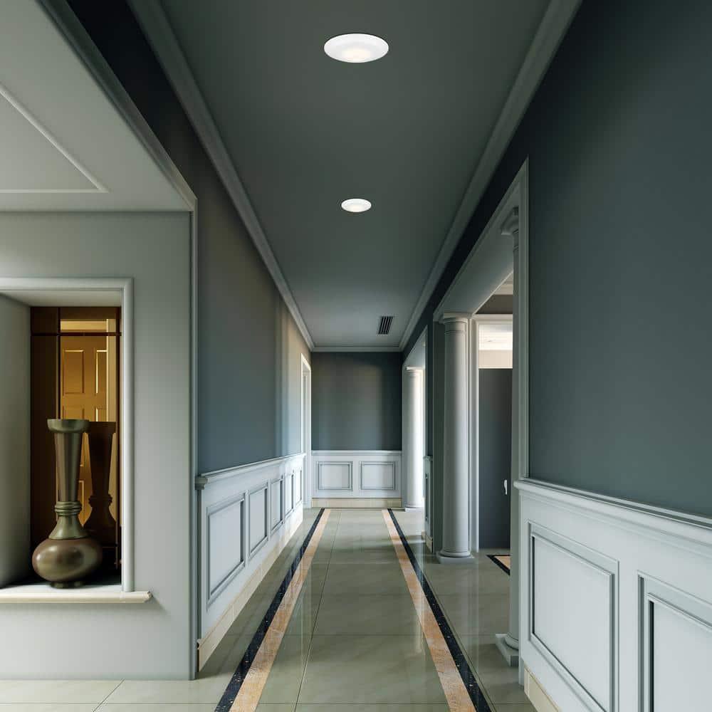 Designers Fountain LED Recessed Ceiling Lights 6 Pack, 7 inch CCT Disk Light Fixtures, Dimmable, 1000 Lumens, 3000K /4000K, White Trim, RC7WHWH8102C-6