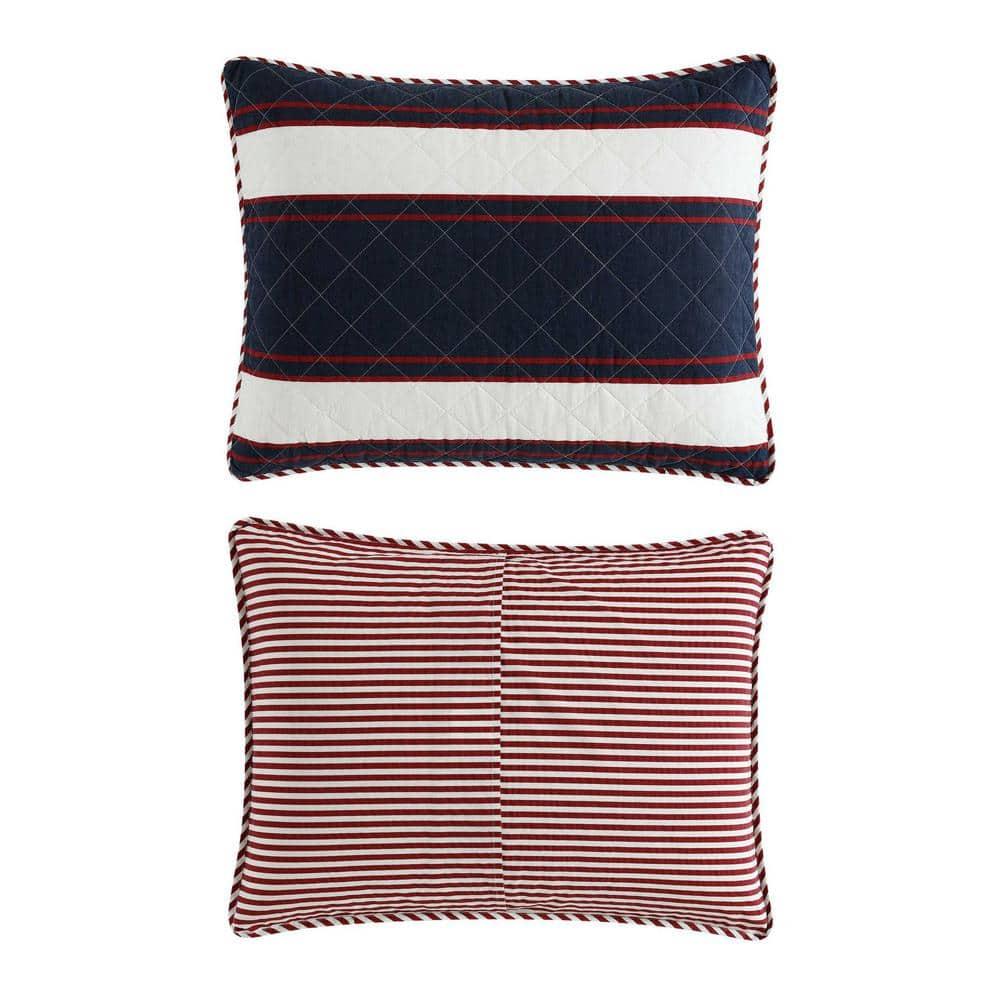 Nautica Nautica Wesley Blue Cotton Reversible Quilt Set