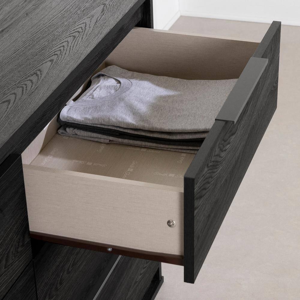 HomeStock Classic Charm 6-Drawer Double Dresser Gray Oak Finish, Dresser with File Cabinet Drawer - 18.25 x 51.25 x 29.25 inches
