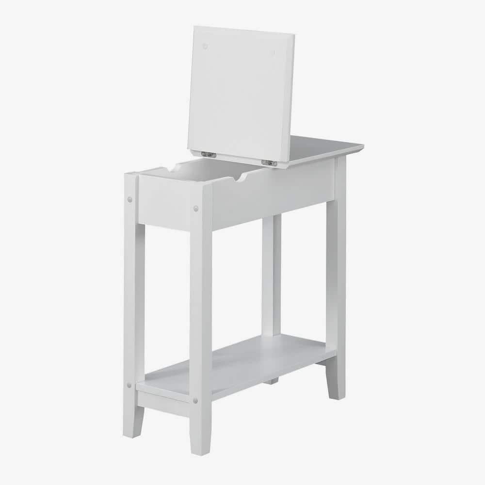 Convenience Concepts American Heritage Flip Top End Table with Charging Station and Shelf, White