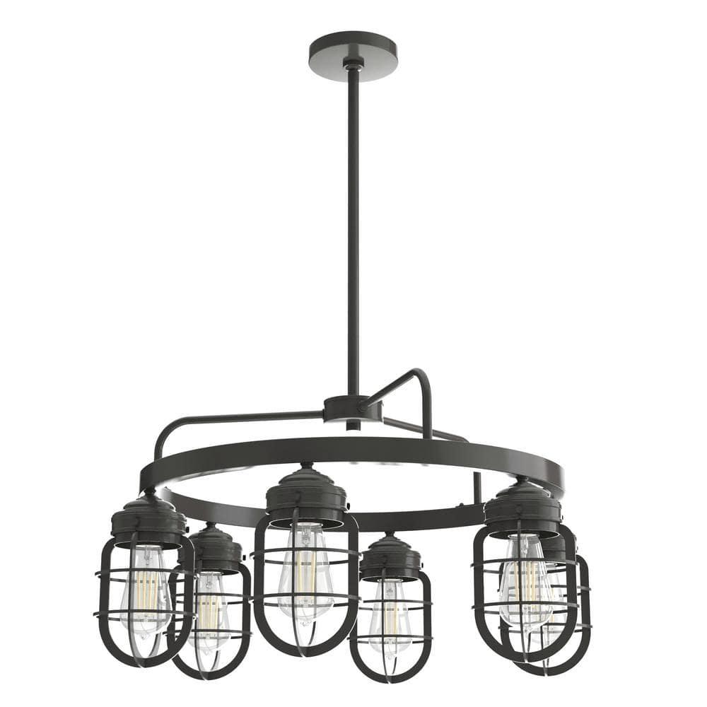 Starklake 6 - Light Unique / Statement Wagon Wheel Chandelier