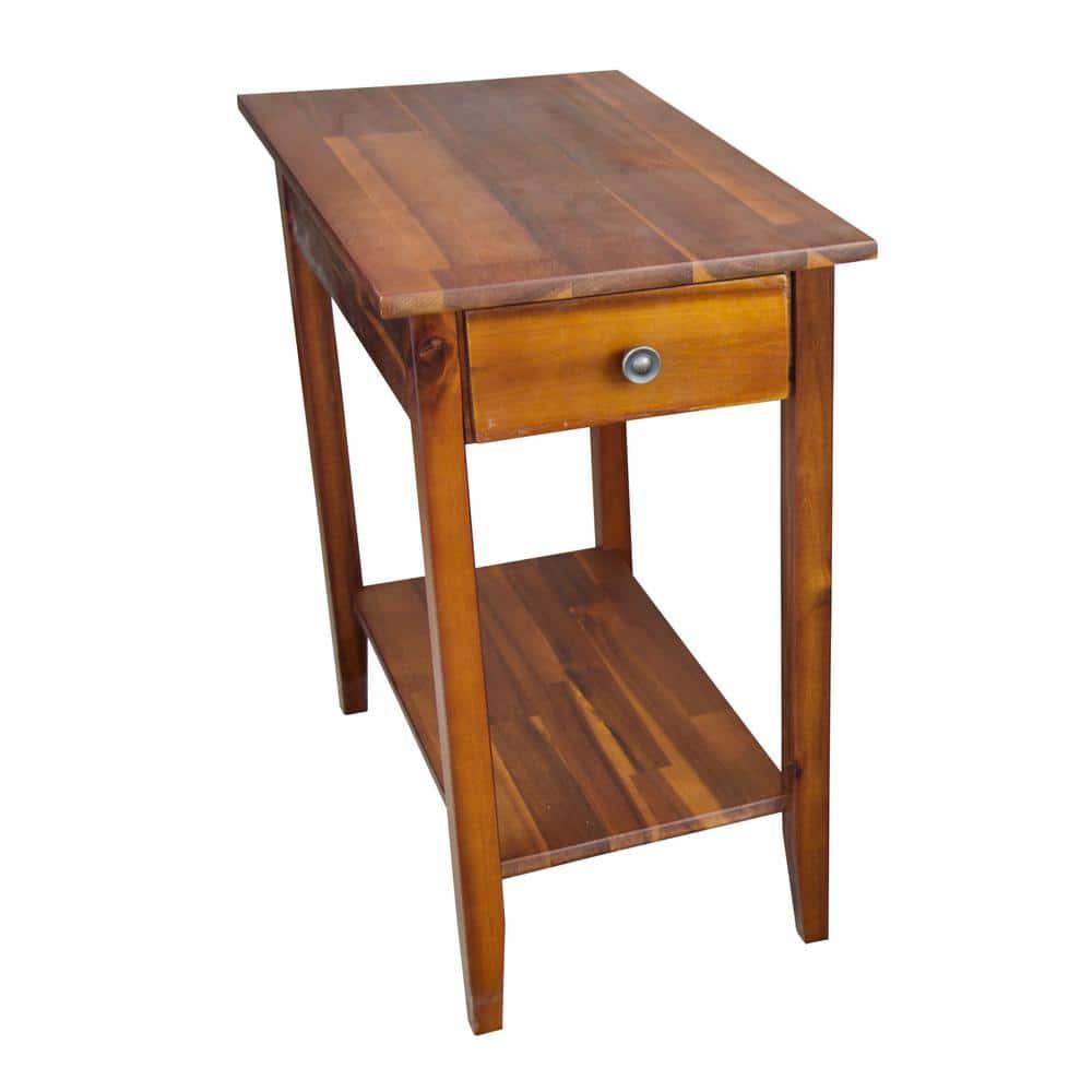 Solid Acacia Wood 23 in. Mahogany Recliner End Table