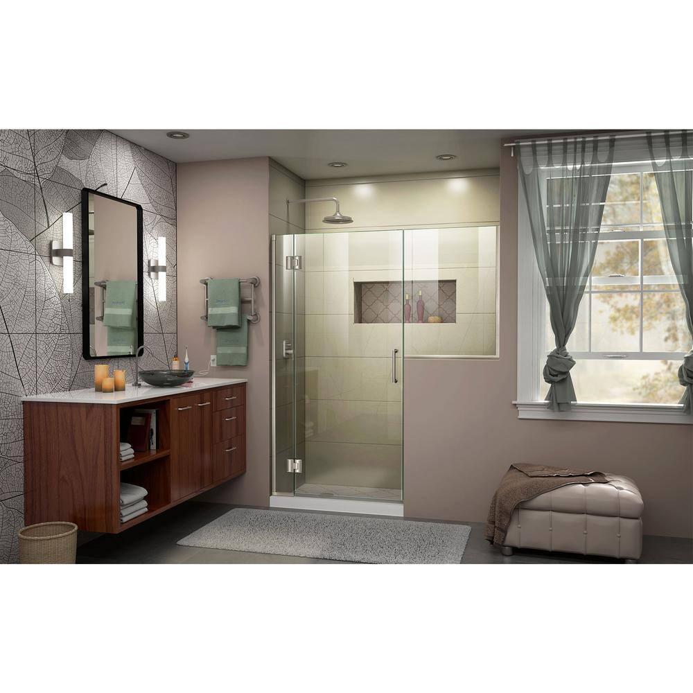 Unidoor-X 72" W x 72" H Frameless Shower Door with Fixed Panel