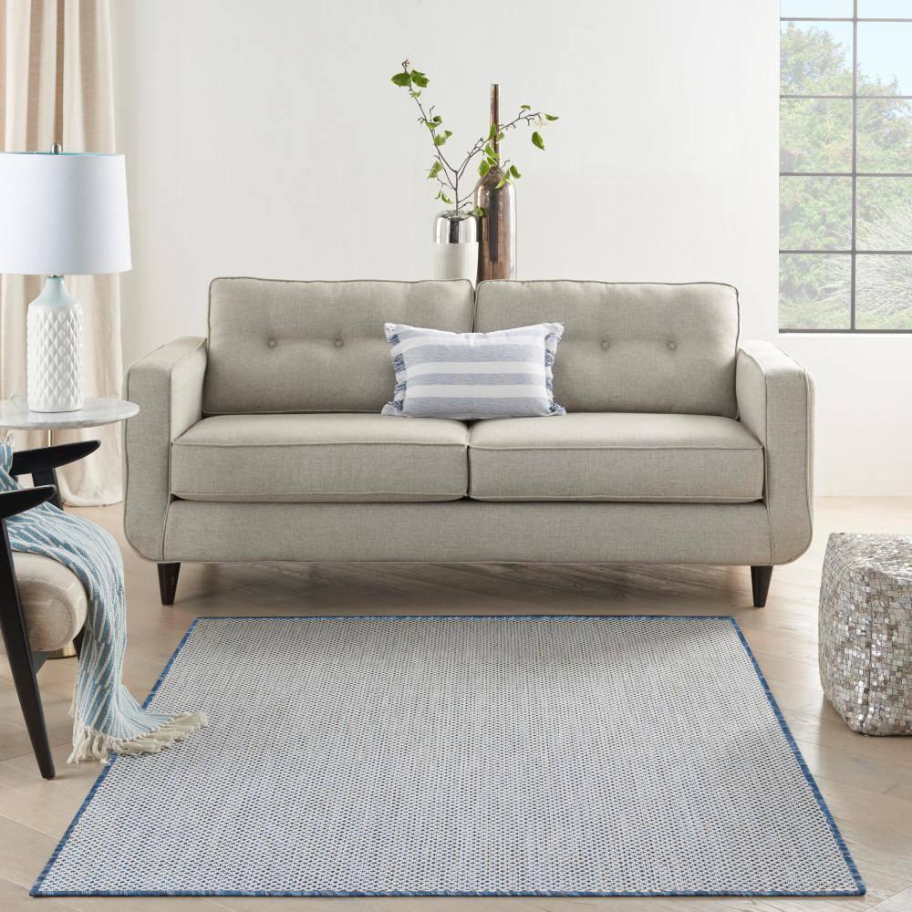 Nourison Courtyard COU01 Indoor/outdoor Area Rug - Ivory Blue 6' x 9'
