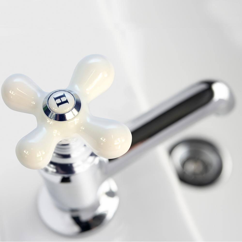 Danco Cross-Arm Faucet Handle | Sink & Bathtub Handle | White Porcelain/Chrome (46004)