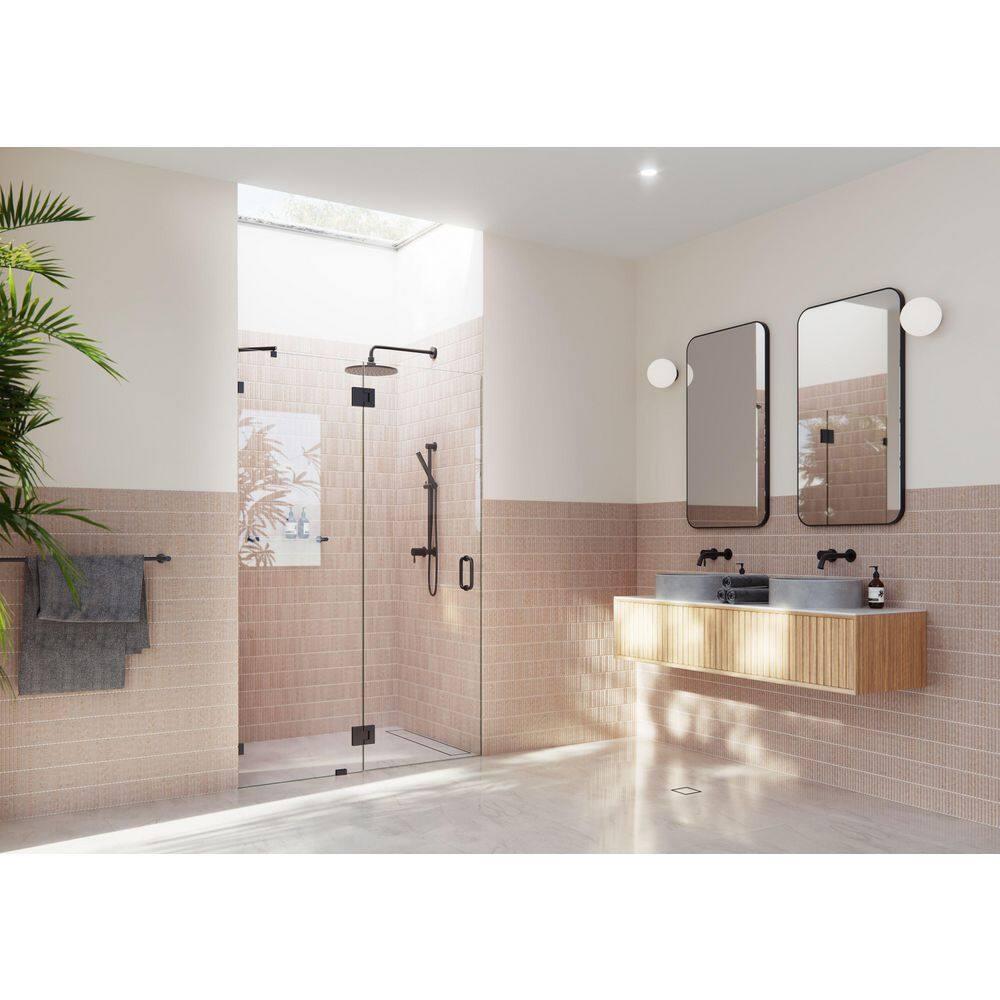 Glass Warehouse Halo 53.5 in. x 78 in. Frameless Glass Hinge Shower Door GW-GH-53-5-MB