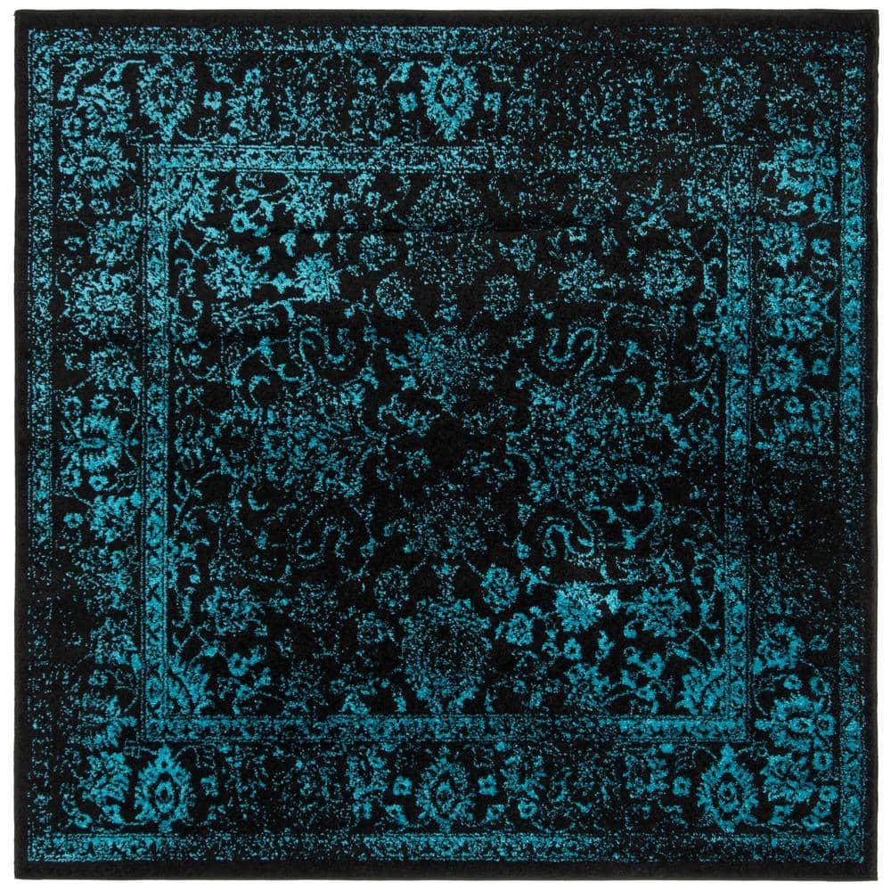 Adirondack ADR109 Machine Made Indoor Area Rug - Black/Teal - 6'x6' - Safavieh