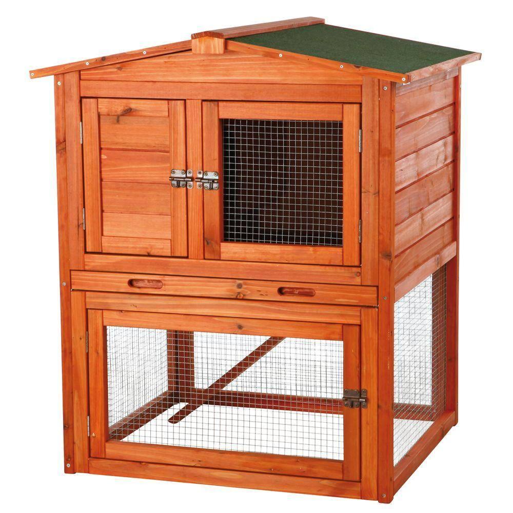TRIXIE TRIXIE Elevated Single Rabbit Hutch with Large Run, Ramp, Ideal for Rabbits or Guinea Pigs