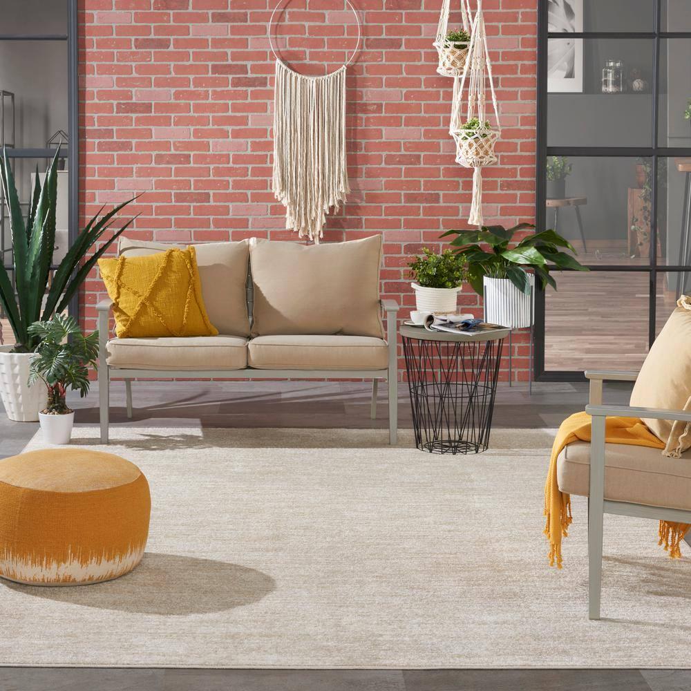 Nourison Essentials Easy Care Indoor Outdoor Area Rug - Ivory Beige 8' x 11'