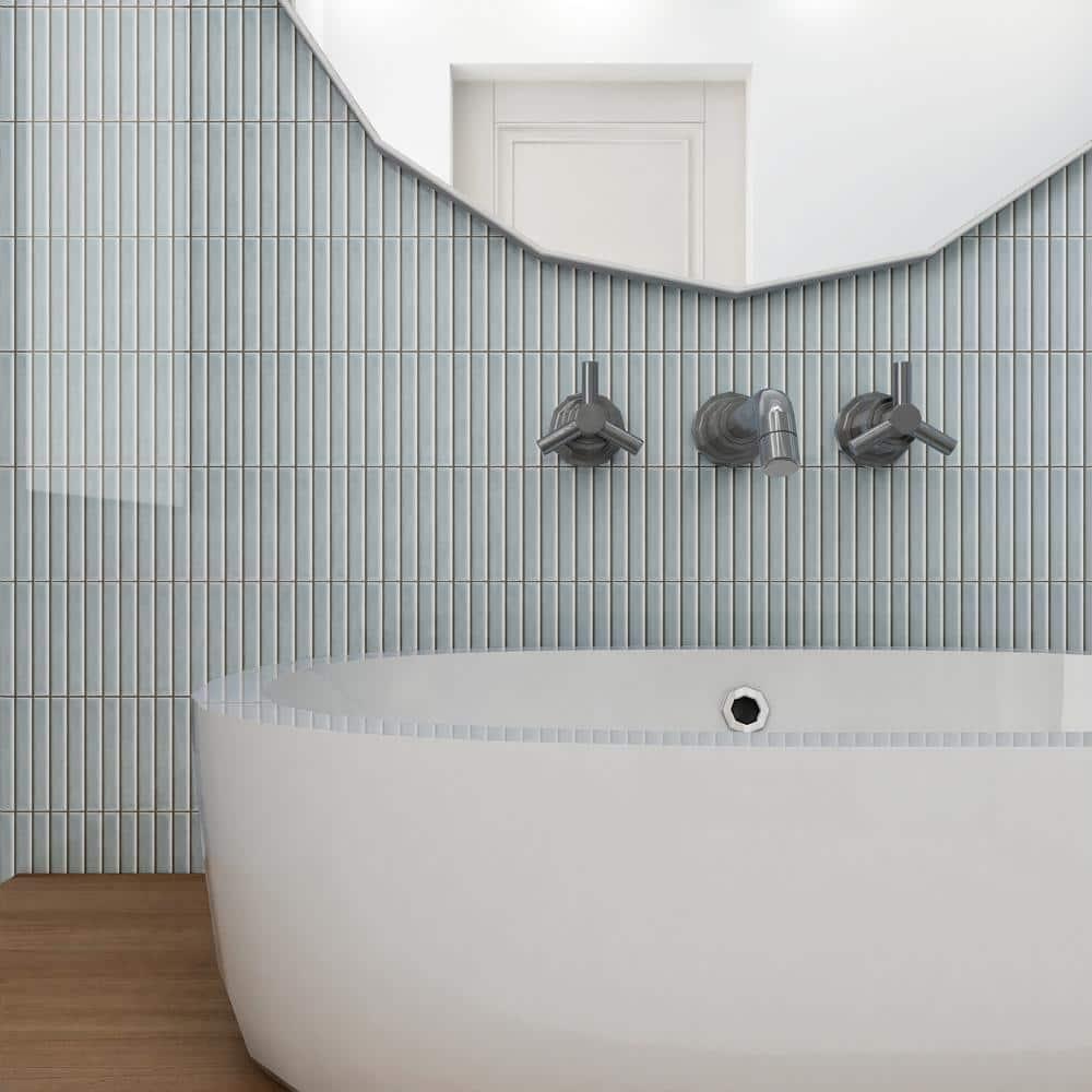 Monogram Stacked 11.19 In. X 11.9 In. Glossy Porcelain Mosaic Floor And Wall Tile (0.92 Sq. Ft. / Each)