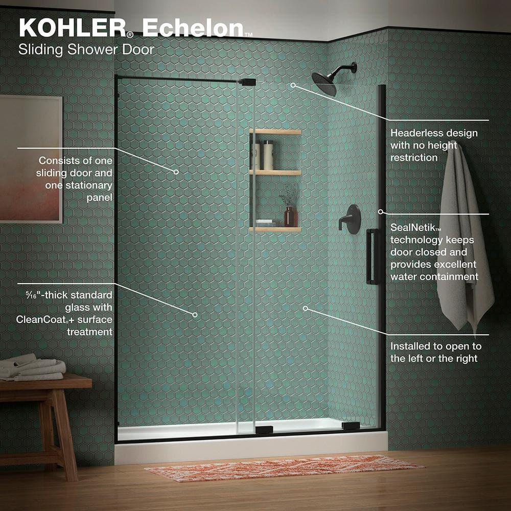 Echelon Sliding Shower Door, 71-3/4 In. H X 55-3/4 - 59-3/4 In. W, With 5/16 In. Thick Crystal Clear Glass