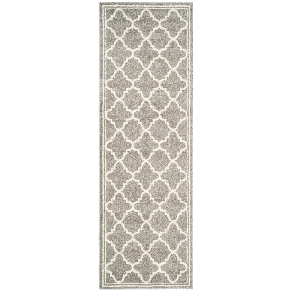 Amherst AMT422 Power Loomed Indoor Runner Rug - Dark Grey/Beige - 2'3"x11' - Safavieh