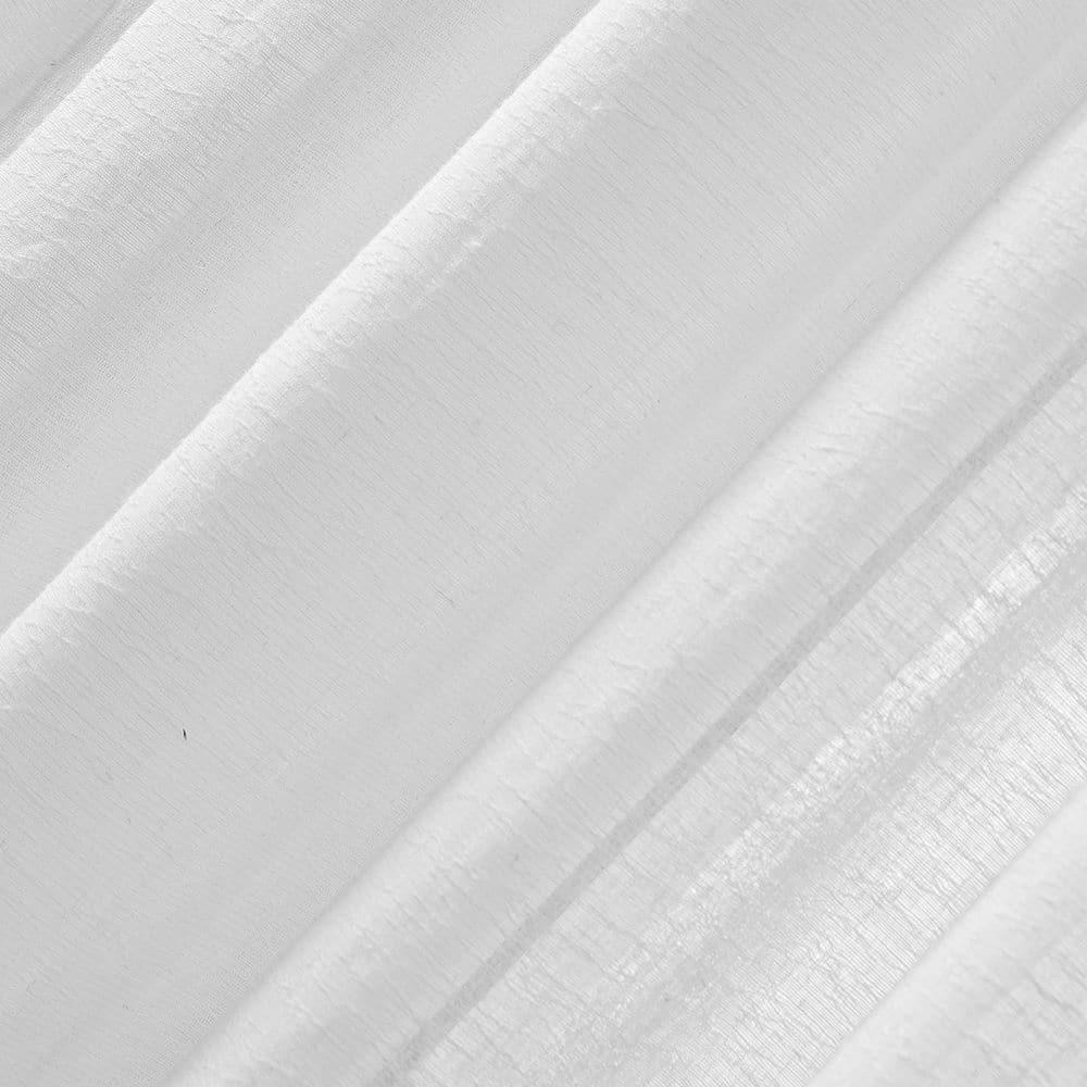 84"x52" Crushed Texture Anti-Dust Sheer Curtain Panel White - Clean Window: Modern Slub Linen Rod Pocket
