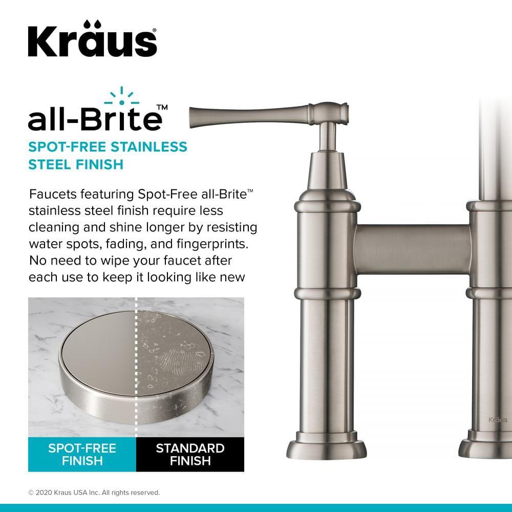 Kraus Allyn Transitional Bridge Kitchen Faucet and Water Filter Faucet Combo