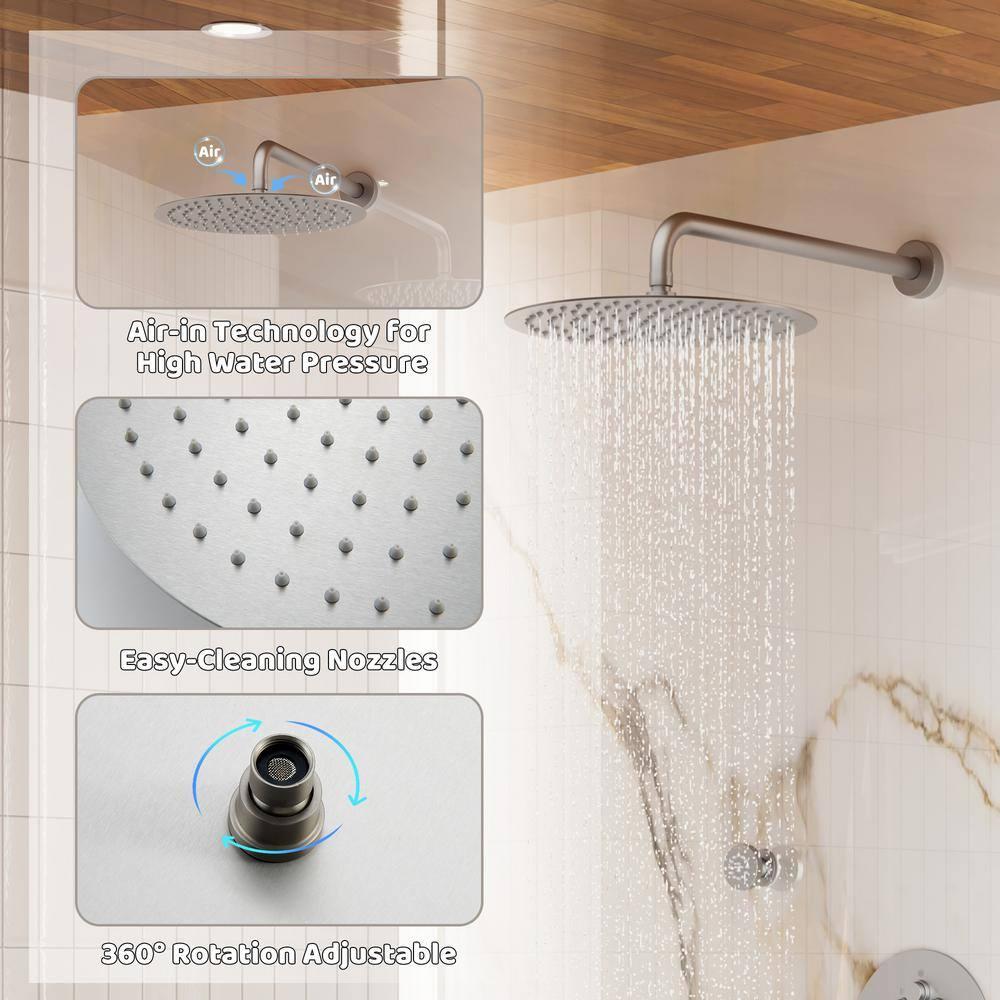 Wall Mounted Thermostatic Complete Rainfall Shower System with 6 Body Jets and Rough-in Valve