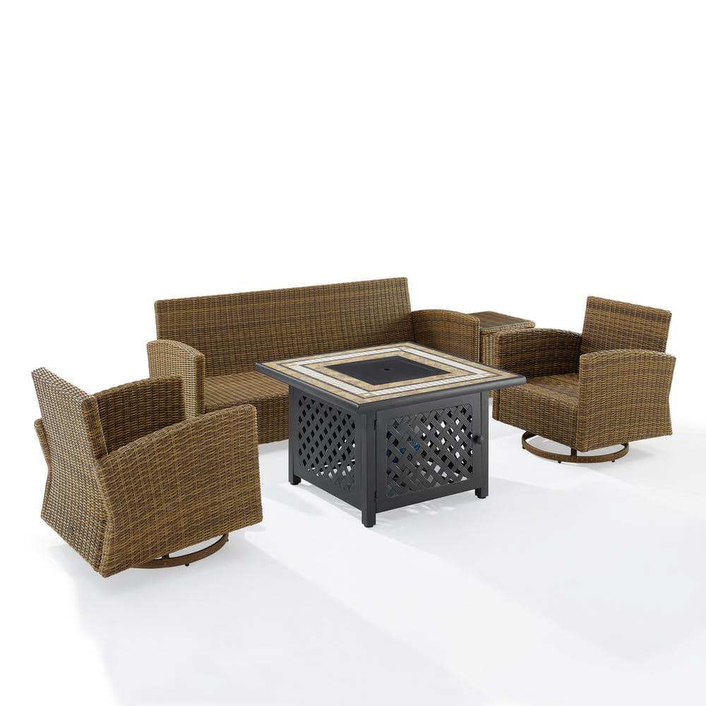 Crosley Furniture Bradenton 5-Piece Fabric Swivel Rocker & Sofa Set in White