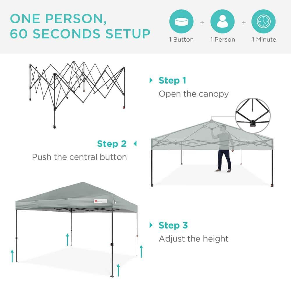 Best Choice Products Easy Setup Pop Up Canopy W/ 1-Button Setup, Wheeled Case, 4 Weight Bags