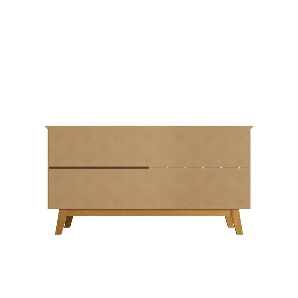 62.99" Yonkers Sideboard Off White/Cinnamon - Manhattan Comfort: Mid-Century Buffet Console